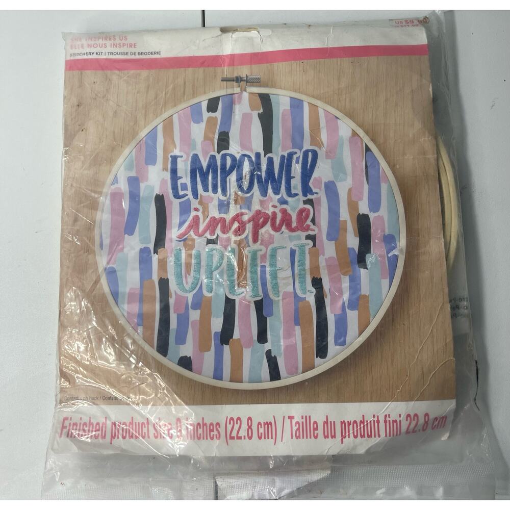 WOMEN Embroidery Kit Floss and Beading 8” Empower - Inspire- Uplift